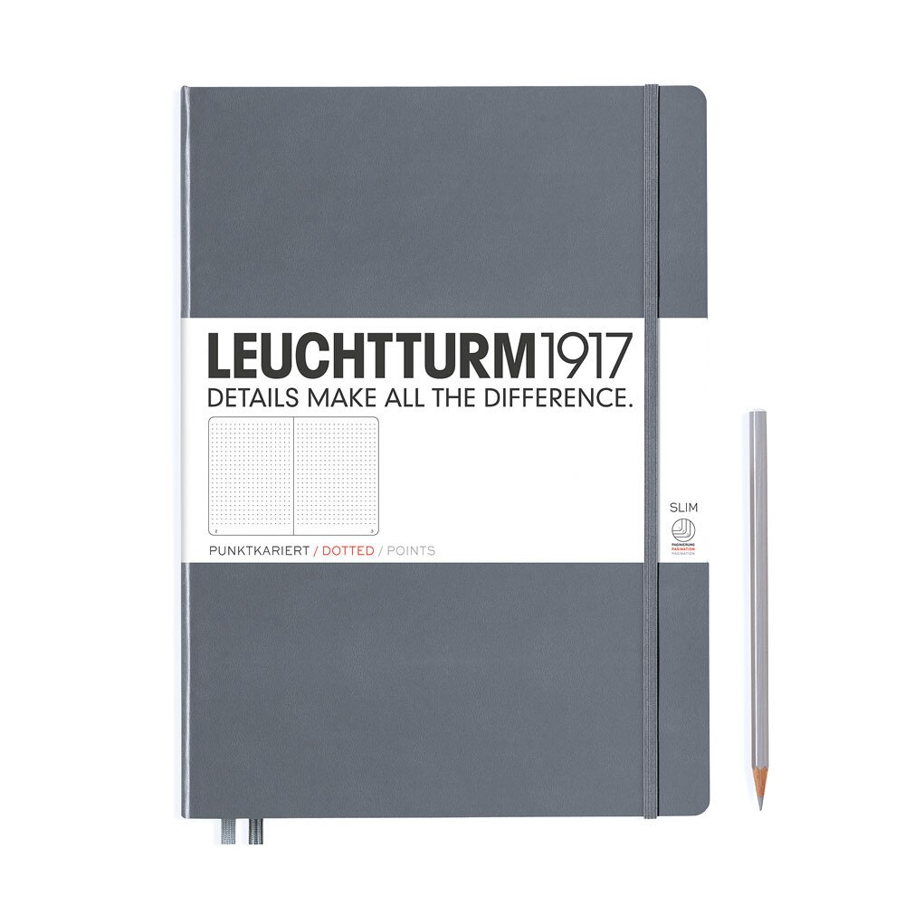 Leuchtturm 1917 Master Slim A4+ Hardcover Notebook 121ct – Anthracite – Dotted